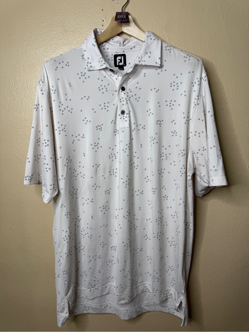 FootJoy Shirt Men's XL White Printed Polo Performance Golf